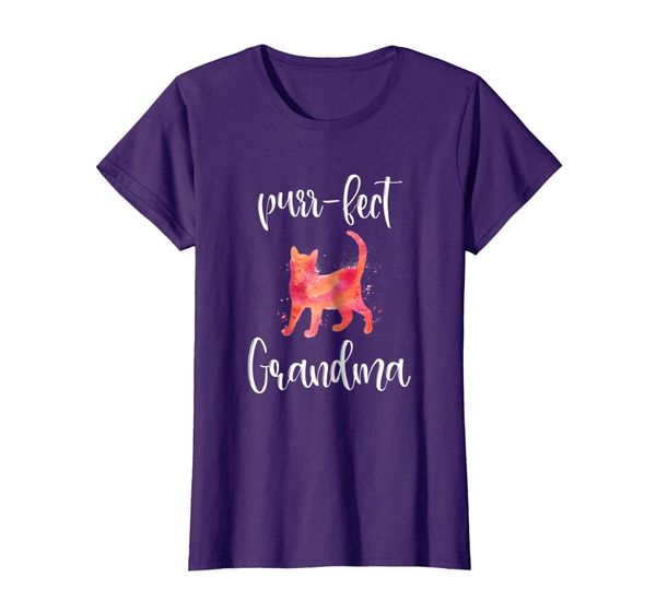 

womens purr-fect grandma shirt cute cat lover matching family tee, White;black