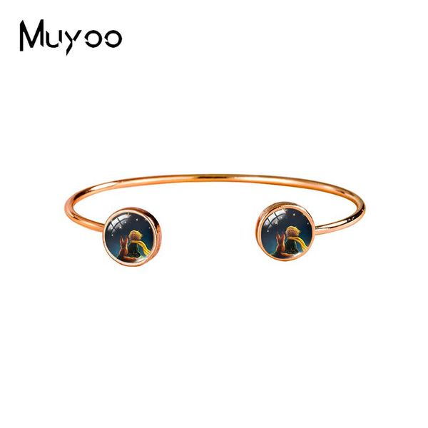 

bangle 2021 arrival the little prince jewelry fairy tale stories handcraft glass dome adjustable bracelet cuff bangles, Black
