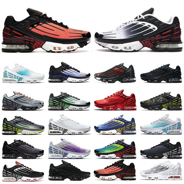 

2021 tn plus 3 mens running shoes black blue radiant red purple nebula tiger graphy pack triple white ghost green zebra men trainers