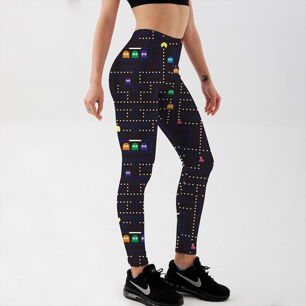 

space print pants fitness muz women leggings man pac digital, Black