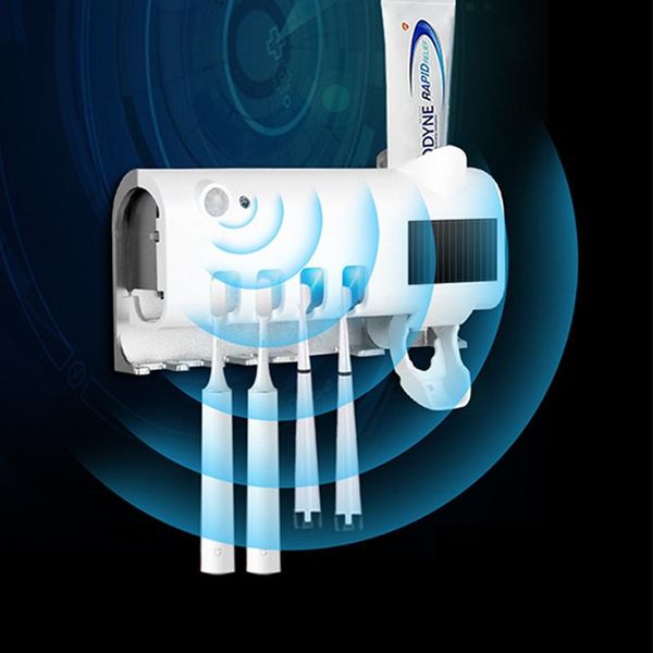

sterilizer toothbrush holder solar energy automatic toothpaste squeezers dispenser wall-mounted bathroom organizer bath accessory set