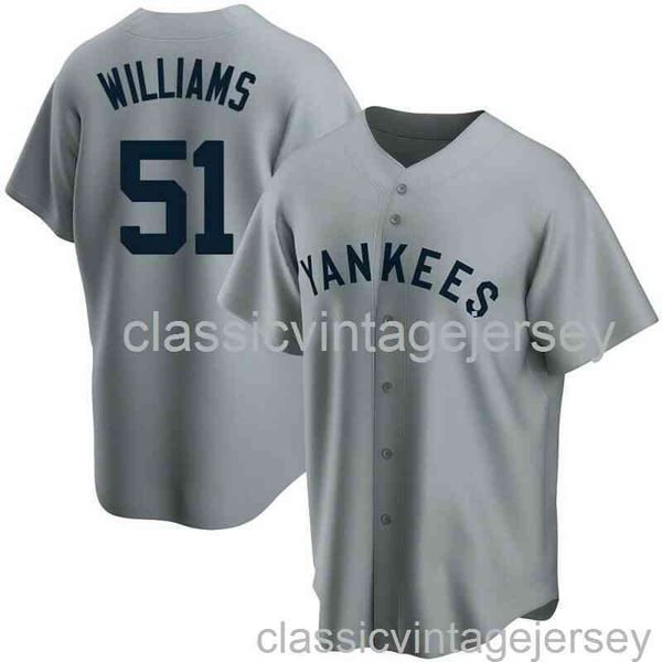 

bernie williams #51 gray ver2 baseball jersey xs-6xl stitched men women youth baseball jersey, Black