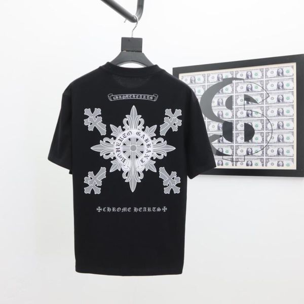 

croosin summer fashion brand men's and women's cross patchwork sanskrit print pullover round neck short leisure sports, White;black