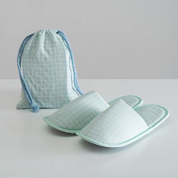 

slippers checkered el travel spa disposable party sanitary home guest use closed toe women foldable shoes, Black