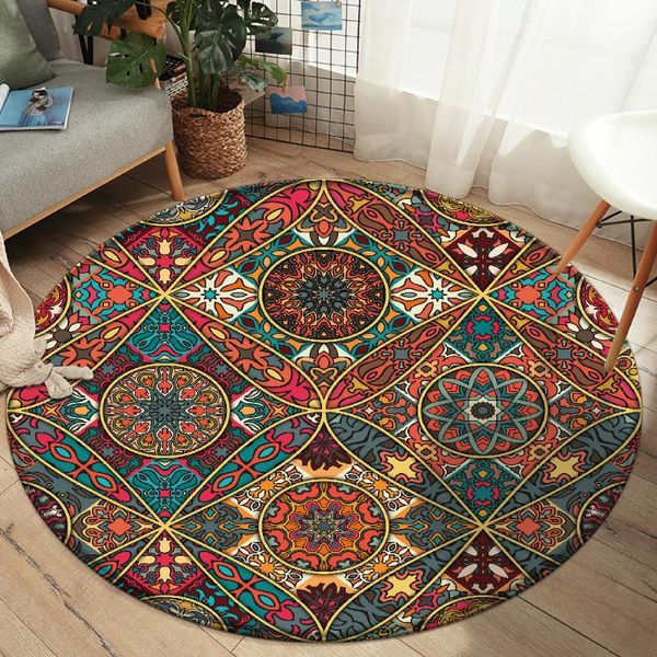 

carpets 2021 purple round carpet nordic mandala style gradient colorful rug for living room bedroom rugs mat basket large hanging size