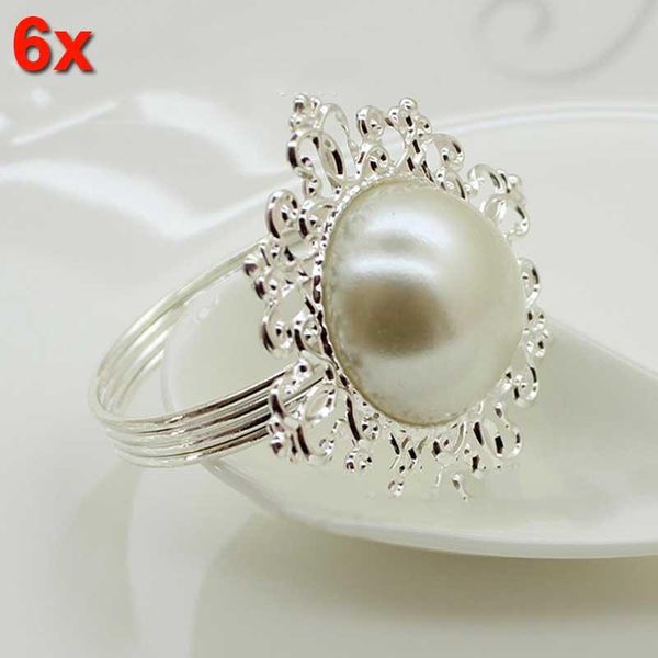 

napkin rings 6pcs pearl luxury rhinestone for weddings party decorations table decoration accessories vge