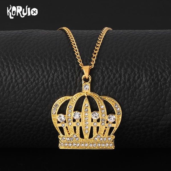 

fashion crystal king crown hip-hop necklace charm rock collar jewelry party bar street dance chic match accessories pendant necklaces, Silver