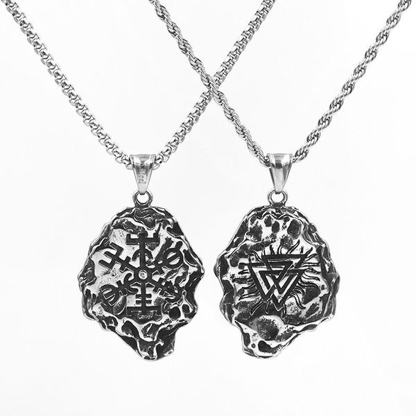 

pendant necklaces fashion stainless steel chain necklace viking amulet men's women titanium jewelry wholesale, Silver