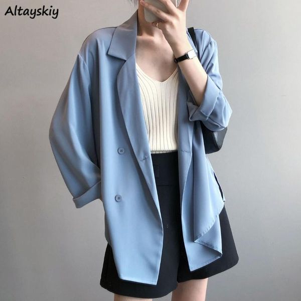

women's suits & blazers women solid double breasted chiffon teens cozy stylish temper leisure loose streetwear tender retro ulzzang dai, White;black