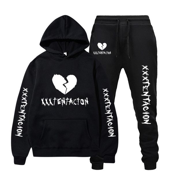 

2020 selling xxxtentacion rapper men's sweater set hooded plush, Black