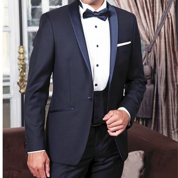 

men's suits & blazers arrival groomsmen shawl lapel groom tuxedos navy blue men wedding/prom/dinner man blazer(jacket+pants+tie+ve, White;black