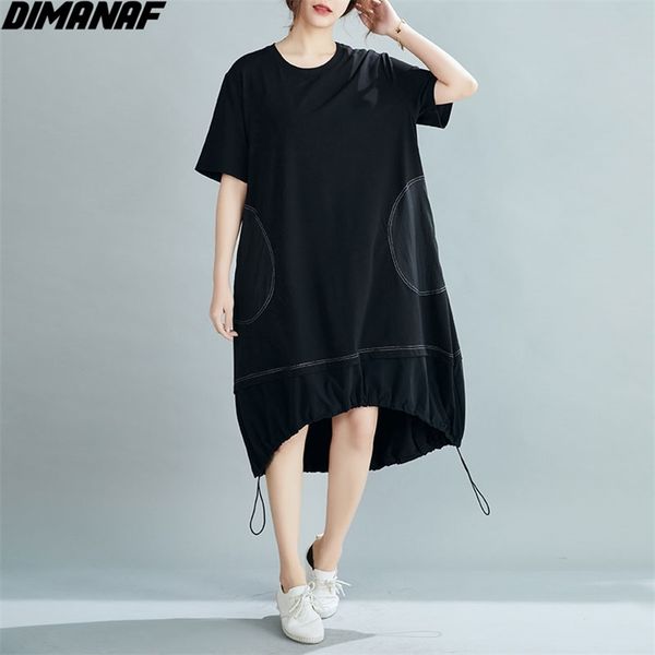 

plus size women dress patchwork cotton summer sundress loose short sleeve design show thin casual 210531, Black;gray