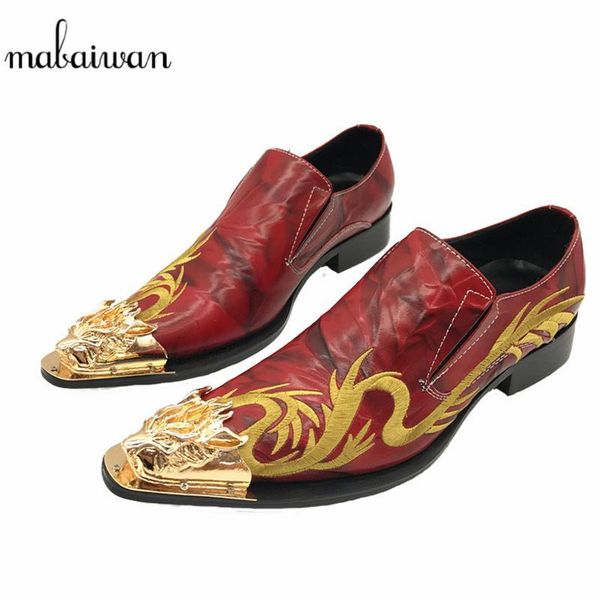 

dress shoes mabaiwan red wedding men oxfords fashion gold dragon embroidery zapatos hombre genuine leather mens flats, Black