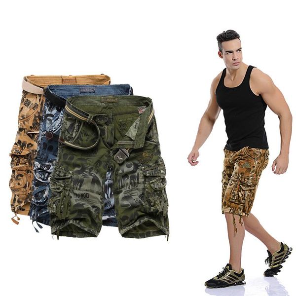 

men's wear summer loose-fit casual workwear camouflage shorts plus-sized menswear multi-pockets short 2292 shorts-40, White;black