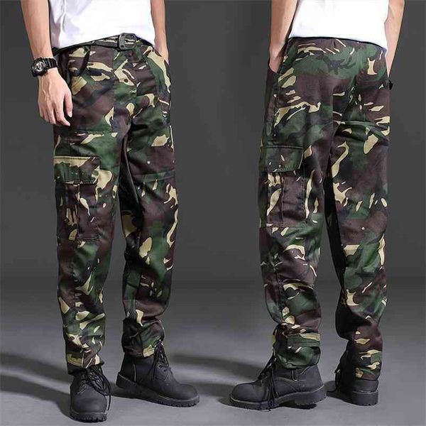 

spring brand men fashion military cargo pants multi-pockets baggy men pants casual trousers overalls camouflage pants man cotton 210723, Black