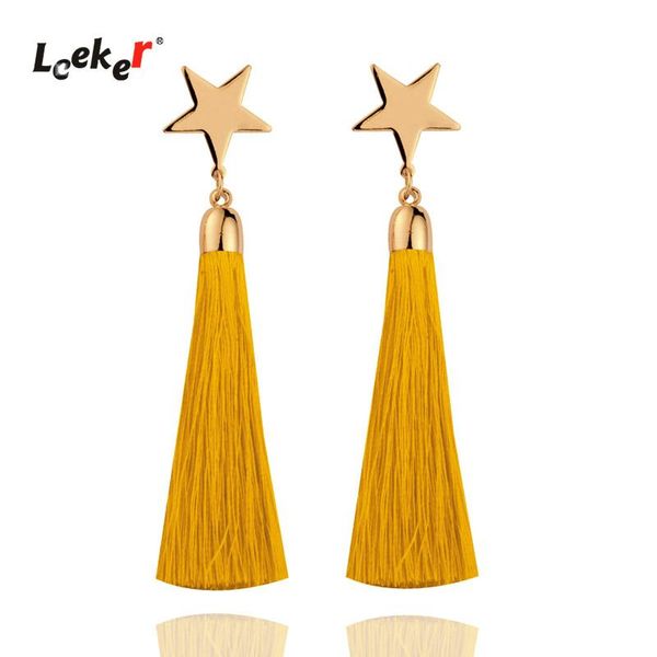 

dangle & chandelier leeker 11 colors 9cm tassels earrings female boho metal star earring vintage jewelry 156 lk2, Silver