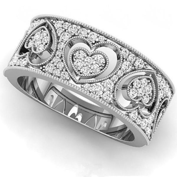 

wedding rings classic fashion golden heart engagement ring bridal gift, Slivery;golden