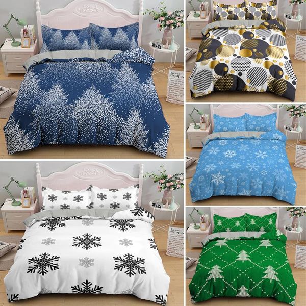 

king bedding set  duvet cover snowflake printed for children dream comforter covers pillowcase 2/3pcs christmas gift sets