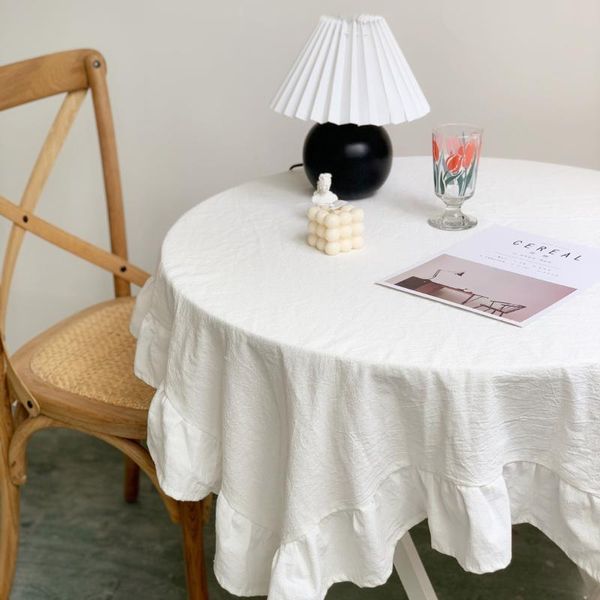 

table cloth deco vintage pleated cotton ruffled dining cover picnic mantel mesa