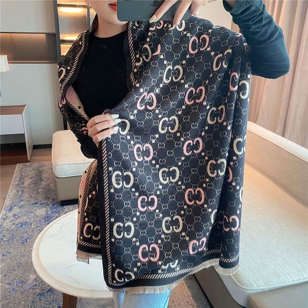 

winter scarf high-end silk wool cashmere scarves warm cold proof design for man women 4 color quality, Blue;gray
