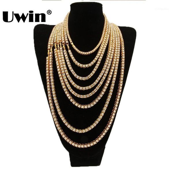 

chains uwin gold/white gold color 2 tennis bundle necklace 5mm fashion hiphop jewelry for men drop 1, Silver