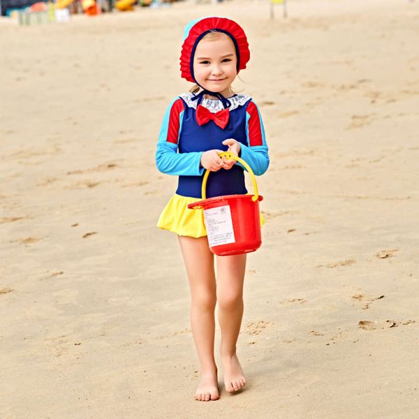 

children's swimsuit girls skirt one piece baby sunscreen 5876, Blue