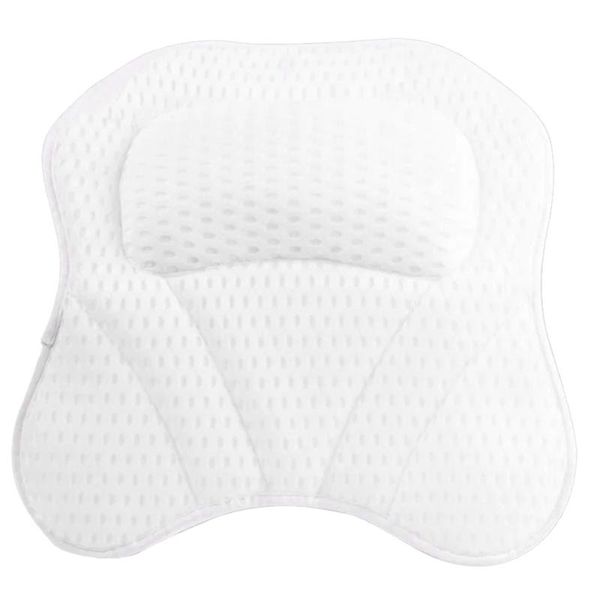 

pillow bath for tub bathtub with neck shoulder back support 4d air mesh accessories 6 strong suction cups