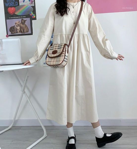 

kawaii students long shirt dress women casual beige woman blue dresses, Black;gray
