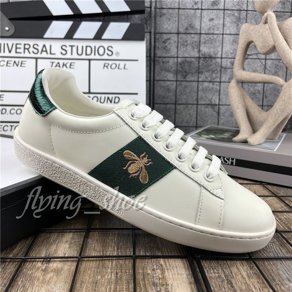 

2021 casual shoes womens mens trainers white leather platform shoes flat chaussures de sport zapatillas suede scarpe ace bee snake tiger emb, Black