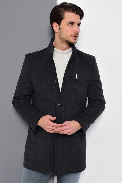 

men's wool & blends plt8386 dewberry overcoat- anthracite, Black