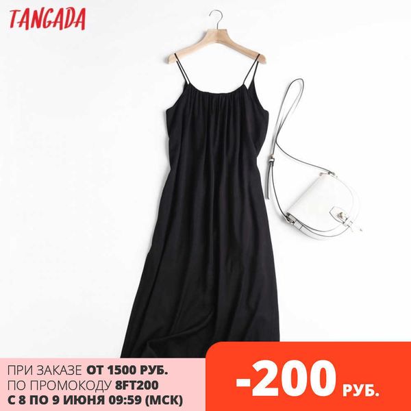 

tangada women oversized long dress strap sleeveless fashion lady maxi dresses vestido 6d46 210609, Black;gray
