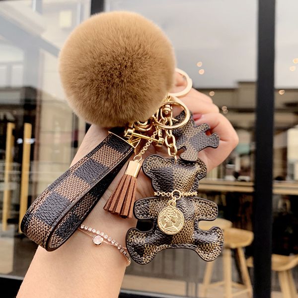 

ladies high-end leather keychain animal cartoon bag men's car creative keychain buckle diy keychain accessories wholesale, Silver