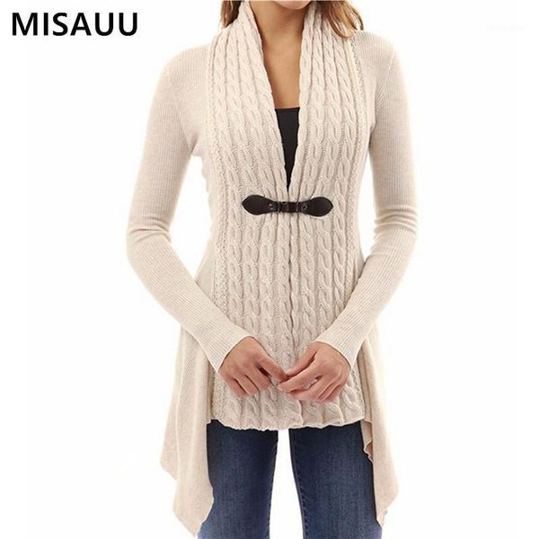 Maglioni da donna MISAUU S-5XL Cardigan lungo aperto sul davanti Maglione lavorato a maglia Maglieria Maglieria Capispalla 2021 Inverno Pull Femme Taglie forti