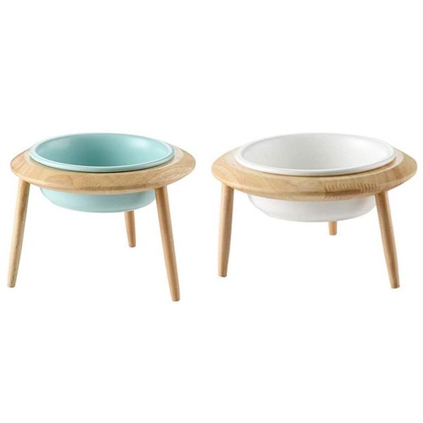 

dog bowls & feeders ceramic wooden bowl for cats, high flying saucer, cat bowl, adjustable elevated pet trumpet
