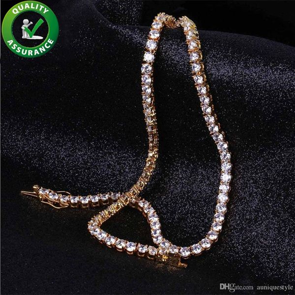 

hip hop bling chains jewelry men iced out tennis chain designer necklace luxury mens silver gold chain fashion hiphop accessories 4mm, Black
