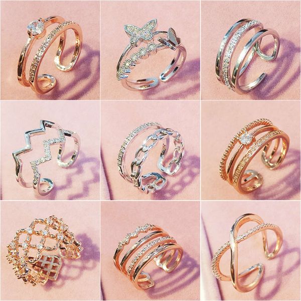 

mouth adjustable net red simple zhaocai index finger female personality fashion japanese single trendsetter ring, Black