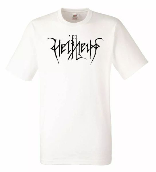 

helheim logo white mens t-shirt men rock band tee shirt, White;black