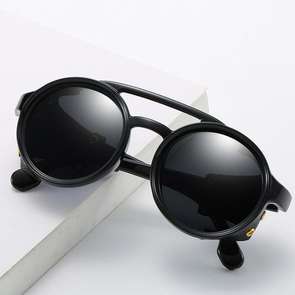 

sunglasses 2021 cool rivet for men women round glasses steampunk personality sun, White;black