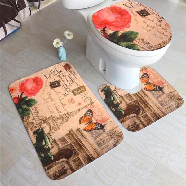

bath mats 3pcs/set bathroom mat set ocean underwater world anti slip kitchen coral fleece floor washable toilet rug