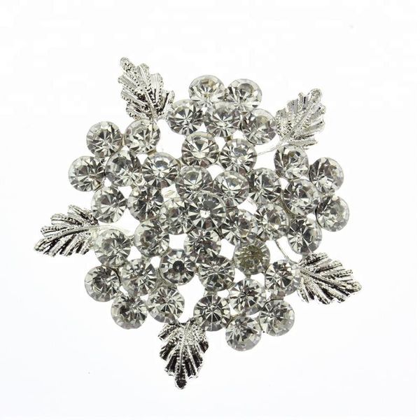 

pins, brooches wholesale luxury bridal clear crystal fashion rhinestone flower pin party decoration brooch for wedding, Gray