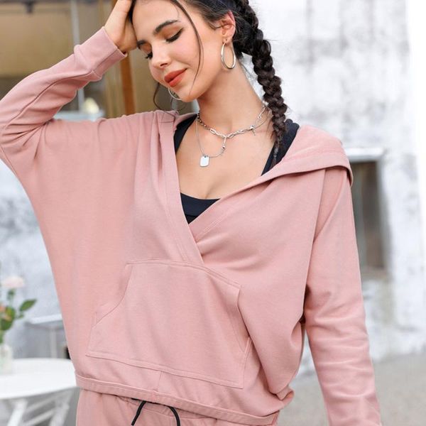 

yoga outfit loose hooded gym sport jacket women workout long sleeves tee shirt femme sportswear fitness blouse tshirt cropped