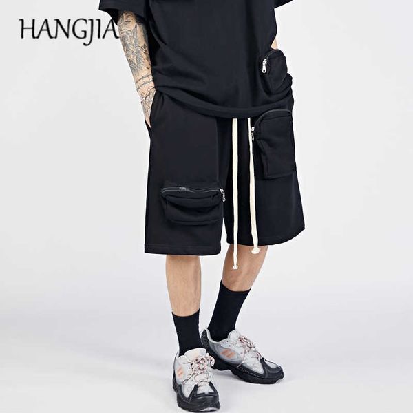 

high street vibe drawstring loose sports shorts fashionable pockets cargo shorts summer men women casual five-point pant c0607, White;black