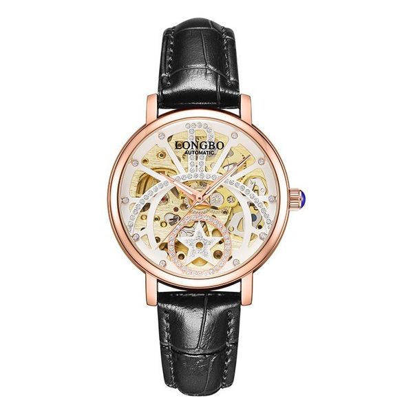 

wristwatches longbo brand 83251 luxury watches water resistant business watch selling automatic mechanical for women, Slivery;brown