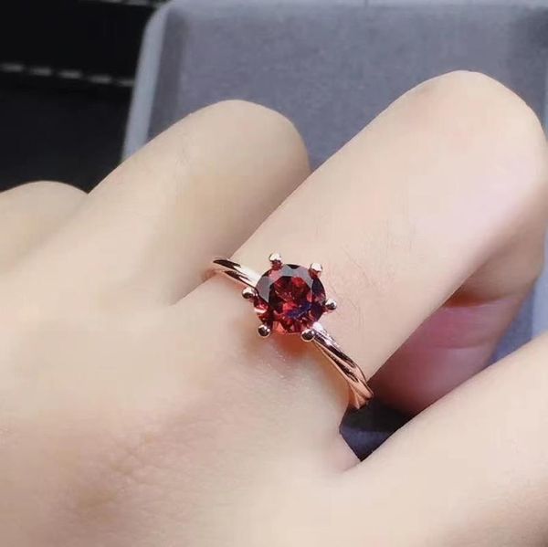 

cluster rings elegant garnet ring wedding engagement for women 925 sterling silver, Golden;silver