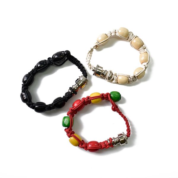 Novos tornozelos Mulheres Rasta Metal Fumo Fumo Tubulação Pulseira Portátil Cânhamo Corda Bangle para Homem Presente 3 Cores