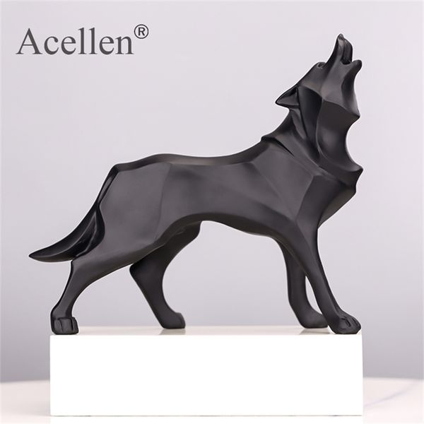 Harz Abstrakte Wolf Statue Geometrische Tierfiguren Nordic Wohnkultur Skulptur Handwerk Büro Zimmer Innendekoration 211108