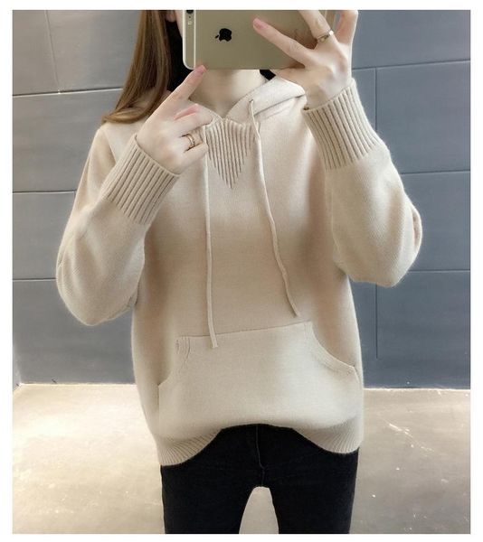 

hooded sweater women's 2021 spring and autumn jacket korean style early fashion loose pullover sweaters, White;black