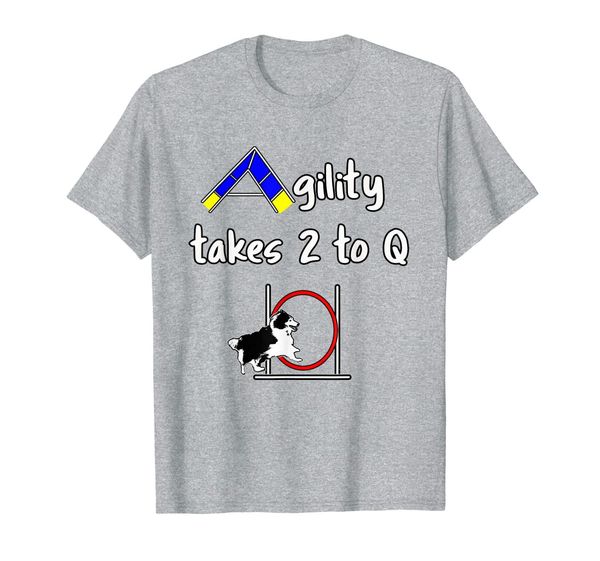 

dog agility t shirt - agility takes 2 to q with a sheltie t-shirt, White;black