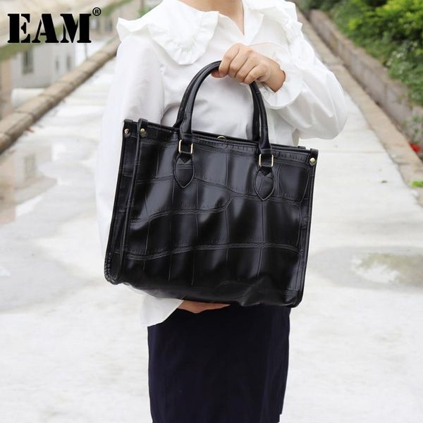 

evening bags [eam] women large capacity handbag pu leather flap personality all-match crossbody shoulder bag fashion tide 2021 18a3321