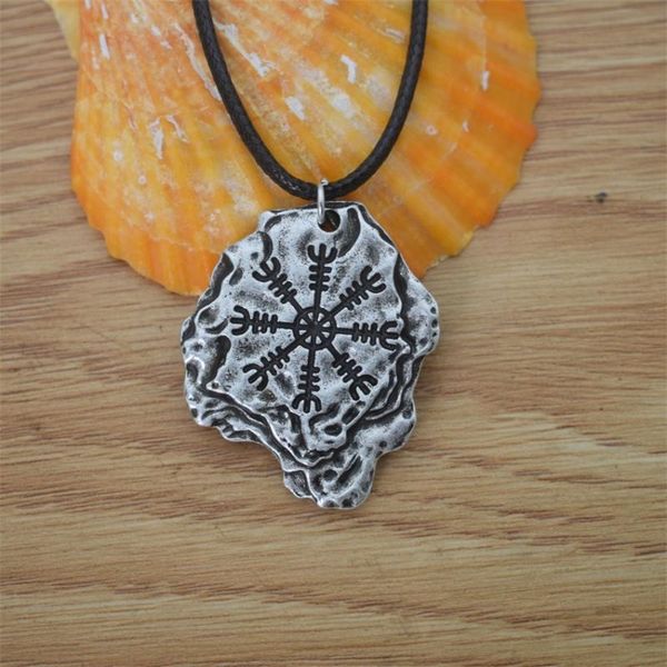 

pendant necklaces 12pcs vintage nordic viking compass spear necklace icelandic vegvisir geometry jewelry, Silver